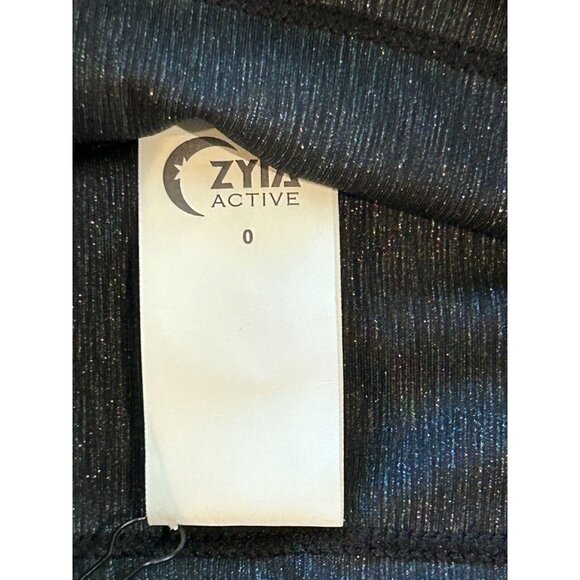 Zyia Blk Shimmer Drawstring Leggings Junior Size 0 - Picture 6 of 7